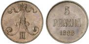 5 pennia 1888 year