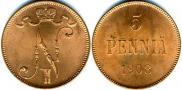 5 pennia 1908 year