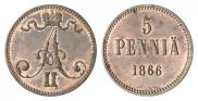 5 pennia 1866 year