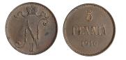 5 pennia 1910 year