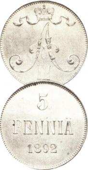 5 pennia 1892 year