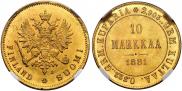 10 markkaa 1881 year