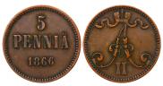 5 pennia 1866 year