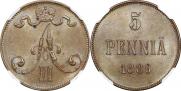 5 pennia 1889 year