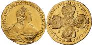 Монета 5 рублей 1758 года, , Золото