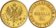 Монета 10 markkaa 1882 года, , Gold