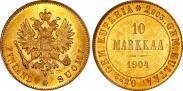 Монета 10 markkaa 1913 года, , Gold