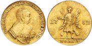 Монета 1 червонец 1749 года, Св. Андрей на реверсе, Золото