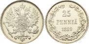 Монета 25 pennia 1913 года, , Silver