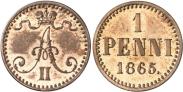 Монета 1 пенни 1866 года, , Медь