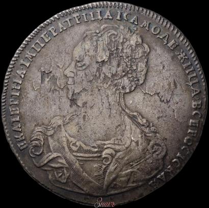 Picture 1 rouble 1725 year СПБ "Petersburg type, portrait turned to the left"