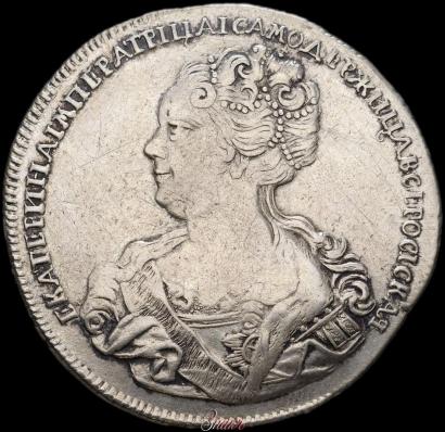 Picture 1 rouble 1725 year СПБ "Petersburg type, portrait turned to the left"