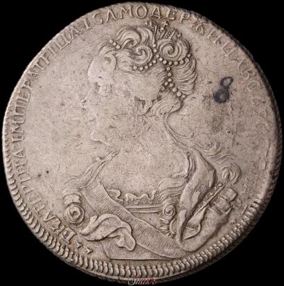 Picture 1 rouble 1726 year СПБ "Petersburg type, portrait turned to the left"