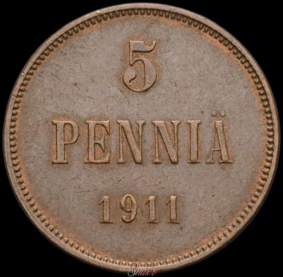 Picture 5 pennia 1911 year  