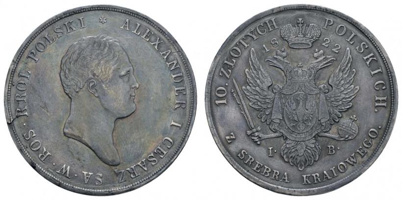 Picture 10 złotych 1822 year IB 