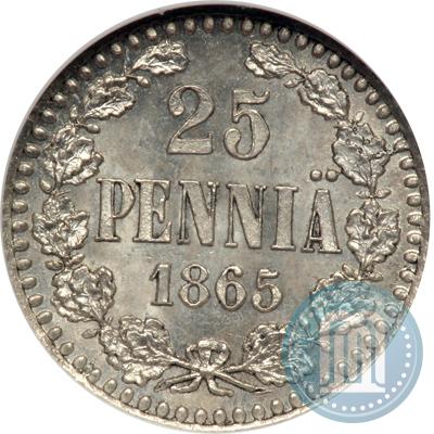 Фото 25 пенни 1865 года S 