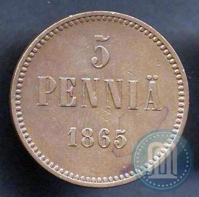 Picture 5 pennia 1865 year  