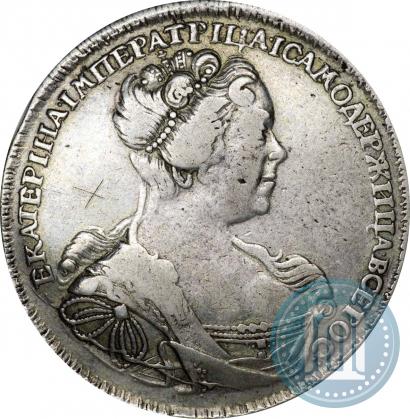 Picture 1 rouble 1727 year СПБ "Petersburg type, portrait turned to the right"