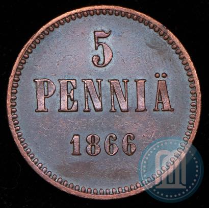 Picture 5 pennia 1866 year  