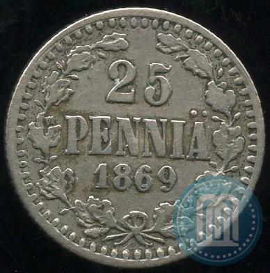Фото 25 пенни 1869 года S 