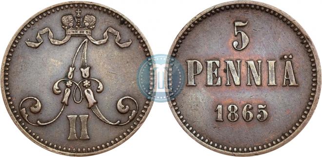 5 pennia 1865 year