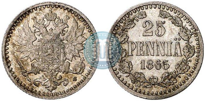 Фото 25 пенни 1865 года S 