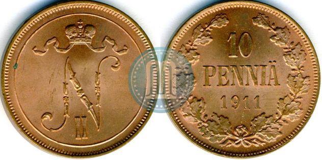 Picture 10 pennia 1911 year  