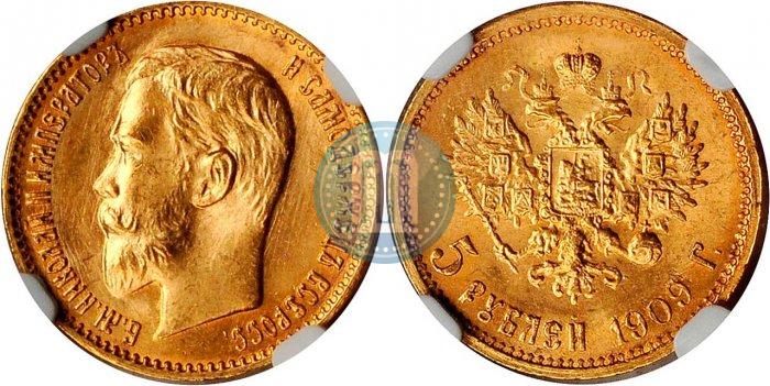 Picture 5 roubles 1909 year (ЭБ) 