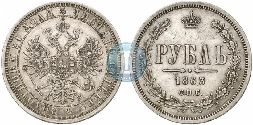 Picture 1 rouble 1863 year СПБ-АБ 