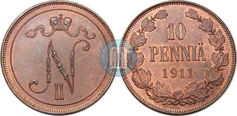 Picture 10 pennia 1911 year  