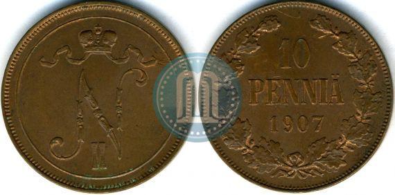 Picture 10 pennia 1907 year  