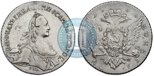 Picture 1 rouble 1766 year СПБ-АШ-Т.I. 