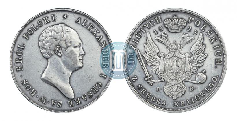 Picture 10 złotych 1823 year IB 