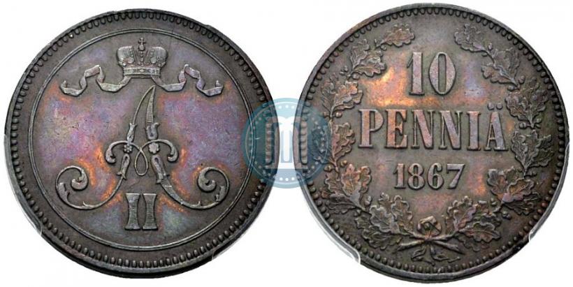 Фото 10 пенни 1867 года  