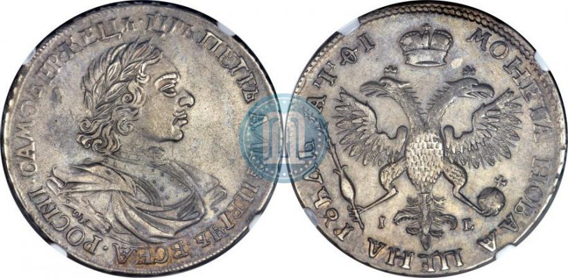 Picture 1 rouble 1719 year OK-IL-L "Portrait in armour"