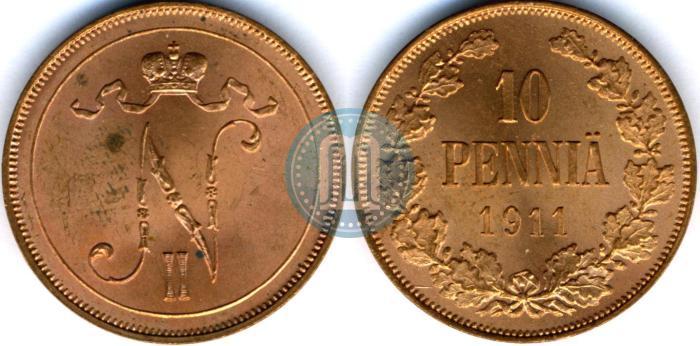 Picture 10 pennia 1911 year  