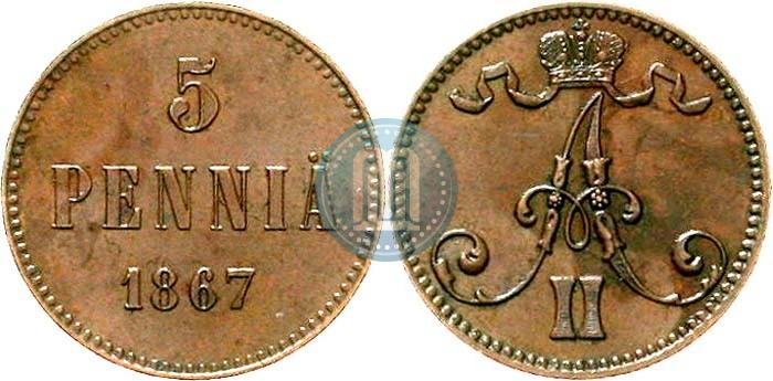 Picture 5 pennia 1867 year  