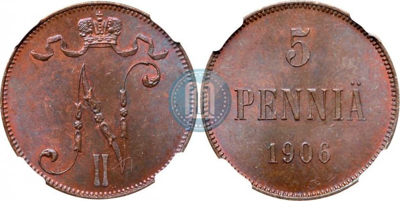 Picture 5 pennia 1906 year  