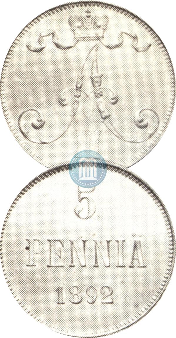 Picture 5 pennia 1892 year  