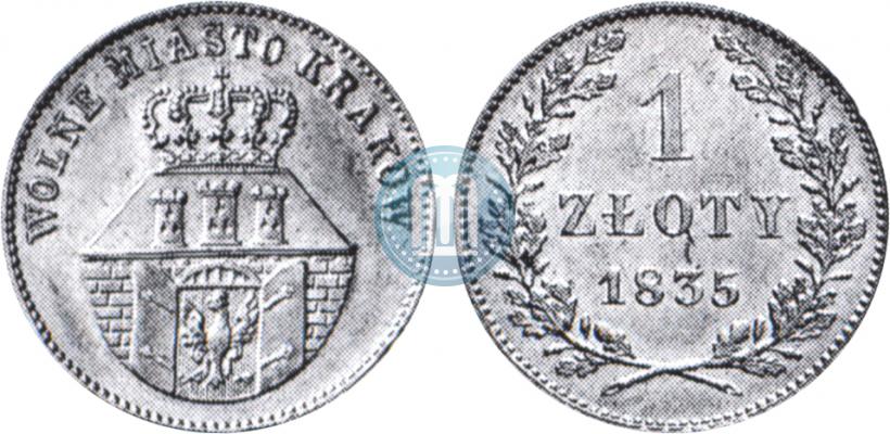 Picture 1 złoty 1835 year  "Free city of Kraków"