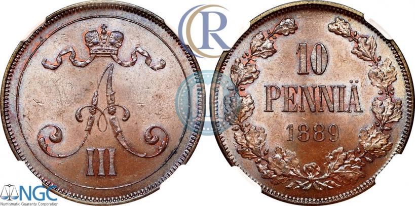 Picture 10 pennia 1889 year  