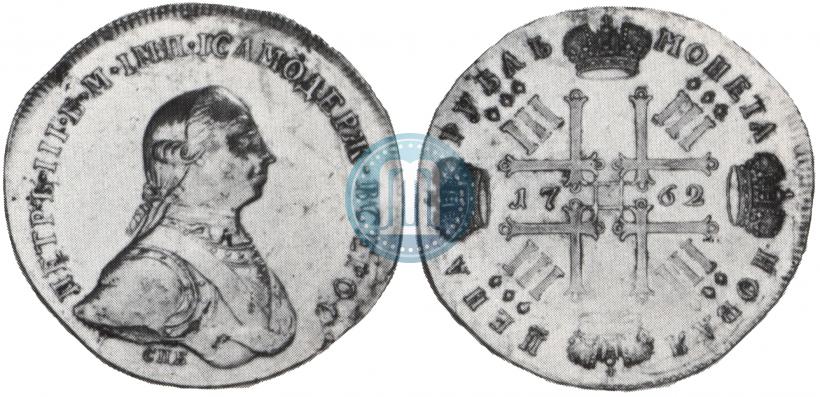 Picture 1 rouble 1762 year СПБ "Monogram on the reverse. Pattern"