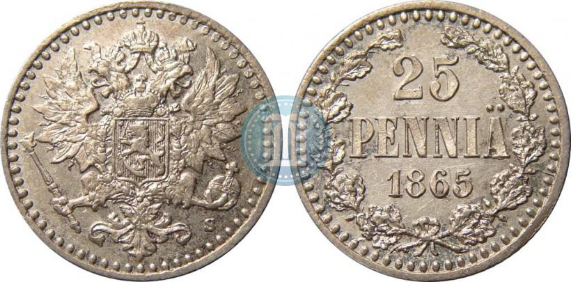 Picture 25 pennia 1865 year S 