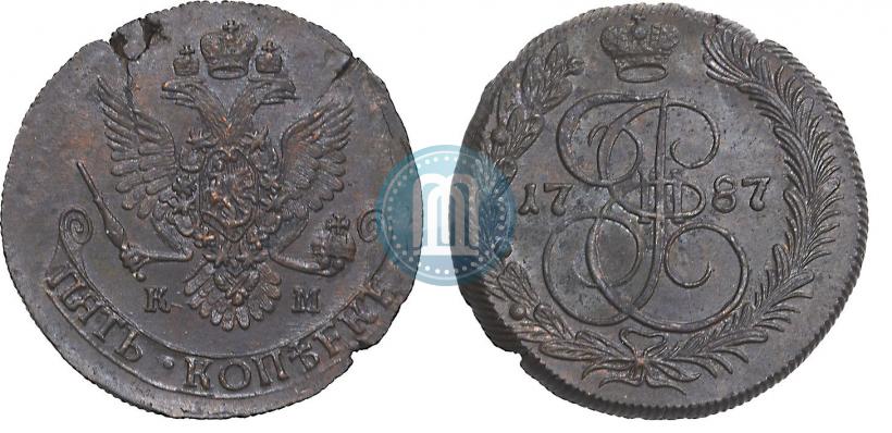 Фото 5 копеек 1787 года КМ 
