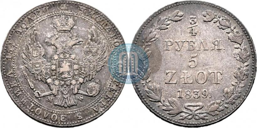 Picture 3/4 roubles - 5 złotych 1839 year MW 