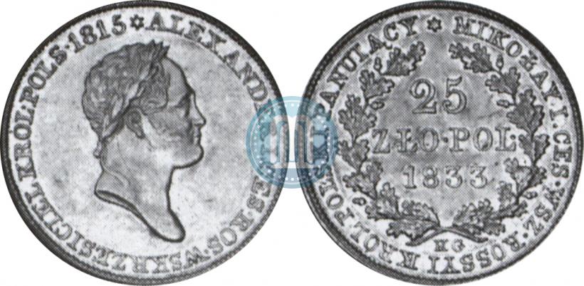 Picture 25 złotych 1833 year KG 