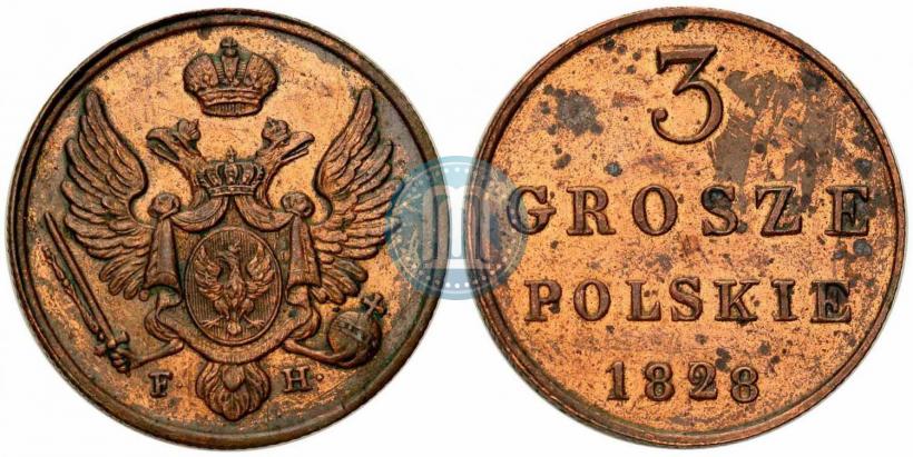 Фото 3 гроша 1828 года FH 