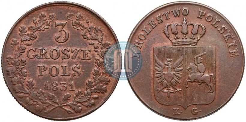 Picture 3 grosze 1831 year KG "Polish uprising"