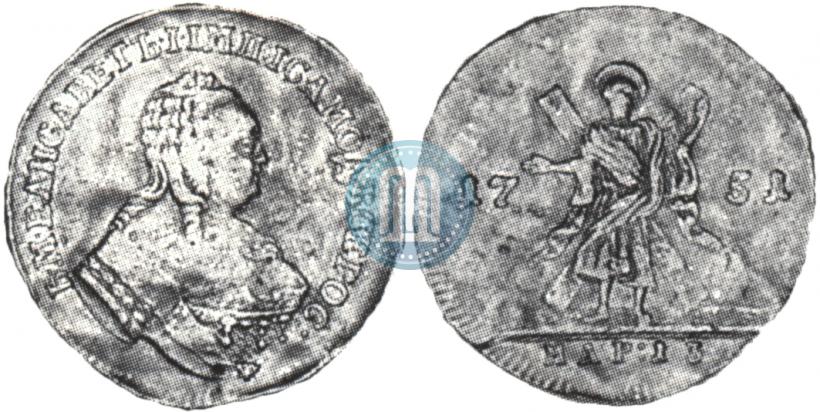 Picture 1 ducat 1751 year  "St. Andrew on the reverse"