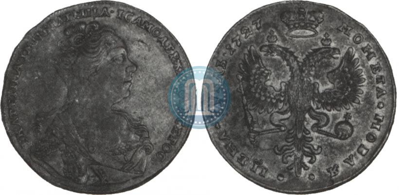 Picture 1 rouble 1727 year  "Moscow type, portrait turned to the right"